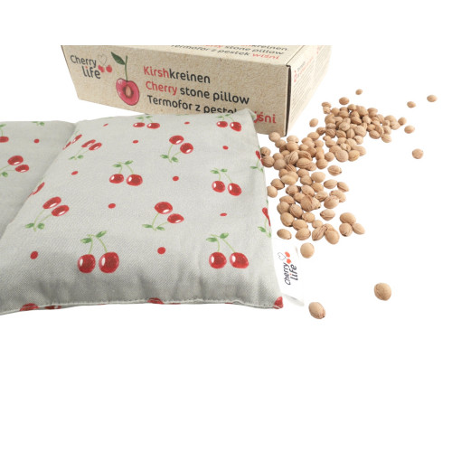 Trojkomorový nahrievací pás s čerešňovými kôstkami, termofor -  Cherry life, sivý
