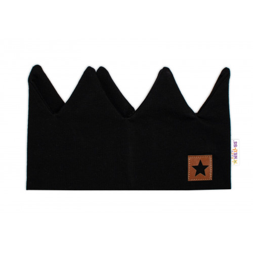 Dvojvrstvová čelenka, Hand Made, bavlna, Korunka STAR - čierna, 80/98