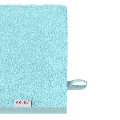 Detská umývacia rukavica XL Akuku – 100 % bavlna, 15×20 cm, od narodenia, tyrkys