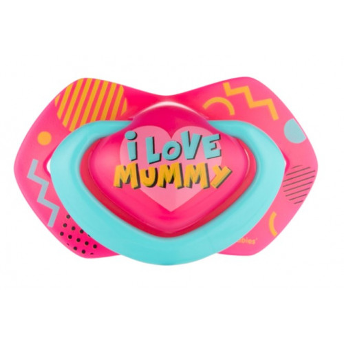Canpol Babies 2 ks symetrických silikónových cumlíkov, +18m, Neon Love Baby, ružovo, žltá