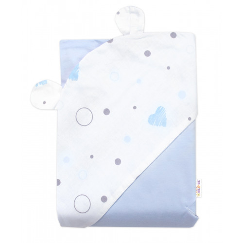 Zavinovacia deka s kapucňou, bavlna + jersey, I love Boy Baby Nellys, modrá