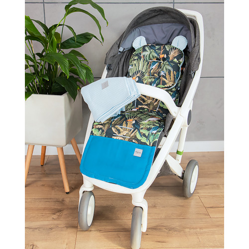 Baby Nellys 2-dielna súprava do kočíka Vafel + bavlna PREMIUM, Papagáj