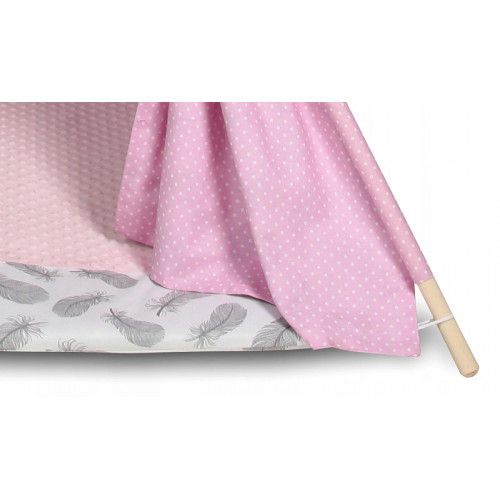 Baby Nellys Stan pro děti týpí s velkou výbavou, čtyři polštářky + podložka, šedá, červená