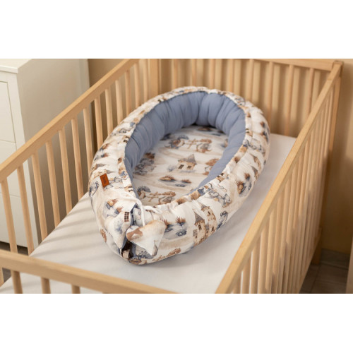 Hniezdočko, kokon pre bábätko mušelín, Dráčik jeans