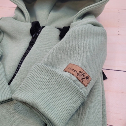 Oteplený detský overal so šľapkami a kapucňou + čiapočka, 2D, zelená, 62