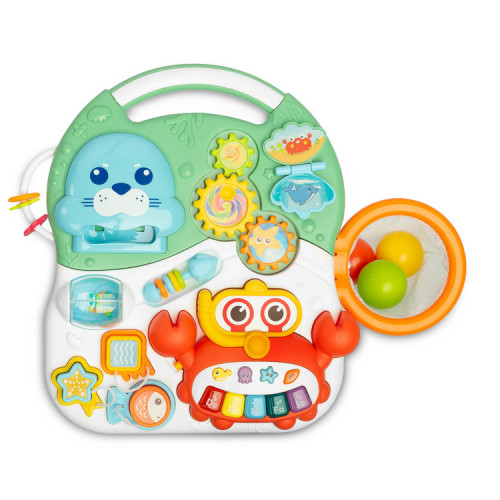 Detské interaktívne chodítko, stolček s príslušenstvom 2v1, TOYZ, zelené