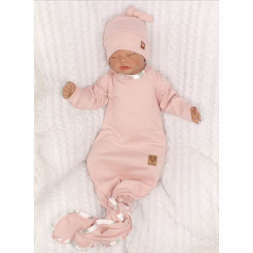 Z & Z Dojčenský rastúce bavlnený overal + čiapočka, ružový