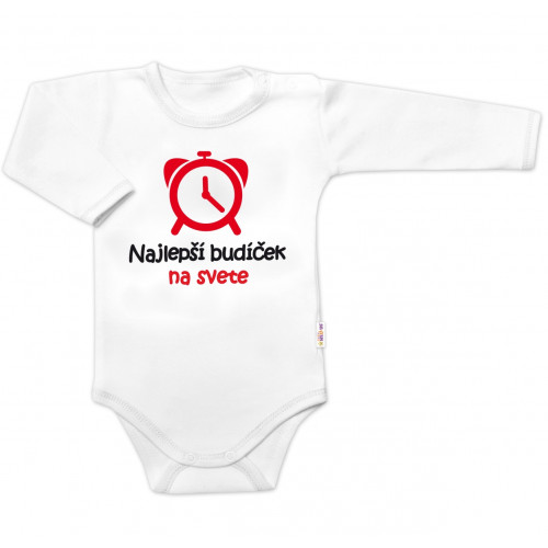 Body dlhý rukáv Najlepší budíček na svete, Baby Nellys, biele, veľ. 62