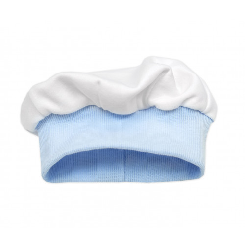 Bavlnená súprava Gentleman 3D, body kr. rukáv, polodupačky s lacnom + čiapočka,modrá/biela
