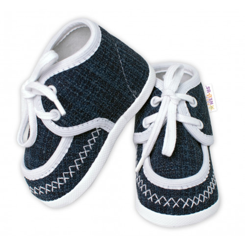 Dojčenské capáčky/topánočky s obšitím, Baby Nellys, jeans