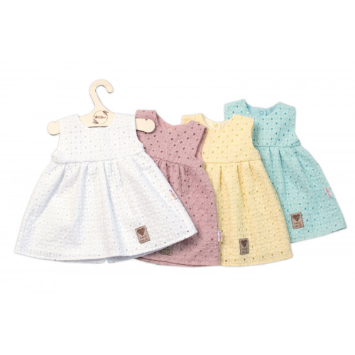 Baby Nellys Ľahké Handmade šatičky Madeira, žlté, veľ. 104