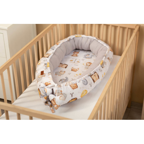 Hniezdočko, kokon pre bábätko mušelín, Zvieratká, šedá