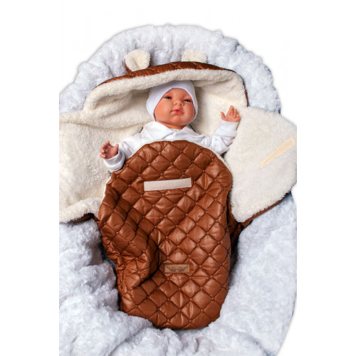 Z&Z Oteplený prešívaný fusák s kapucňou do autosedačky - hnedý