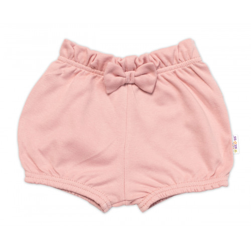 Kraťasky s mašličkou Baby Nellys, bavlna, púdrové, veľ. 92
