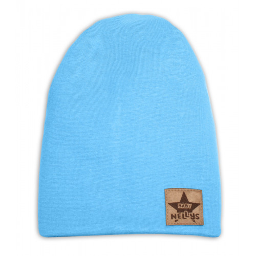Baby Nellys Hand Made Jarná/jesenná bavlnená čiapka - dvojvrstvová, sv. modrá, vel. 110