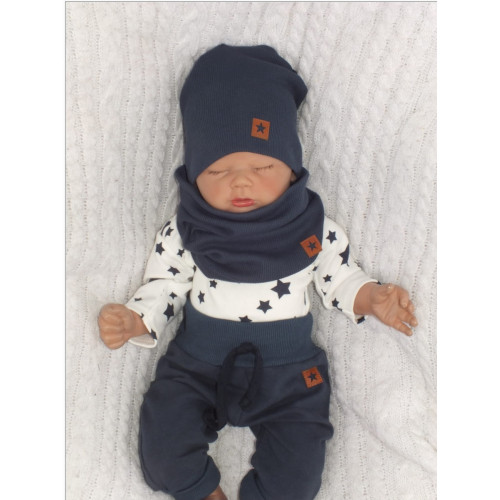 Z&Z Dvojvrstvová rebrovaná čiapočka + nákrčník, granátová, veľ. 92/98