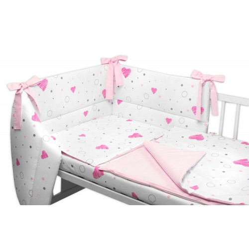 Mantinel s obliečkami 3D bavlnená sada, I love Girl, 135x100 cm Baby Nellys, ružový/biely