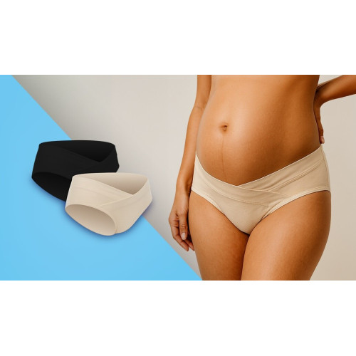 Nohavičky pre tehotné Canpol babies MumFit pohodlné 2 ks, čierne, béžové - XL