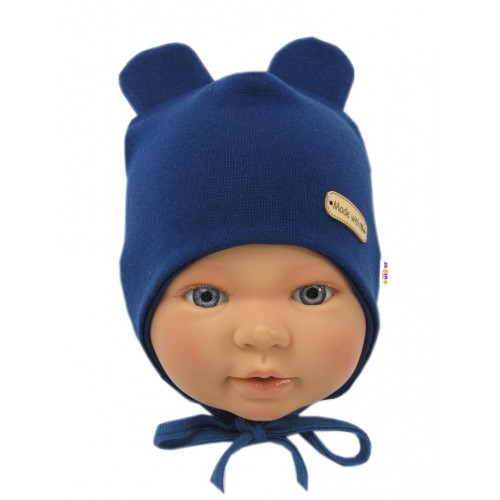 Čiapočka na zaväzovanie, bavlna, Little Teddy, Baby Nellys, granátová