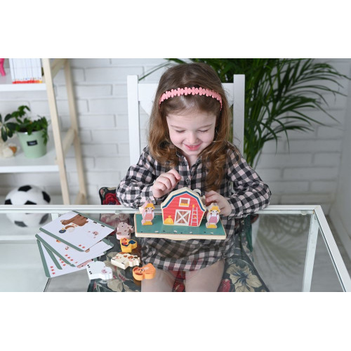 Drevená balančná hra, puzzle - Farma so zvieratkami