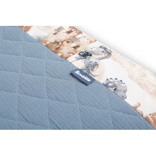 Mantinel do postieľky, mušelín, bavlna - Dráčik, modrý, jeans