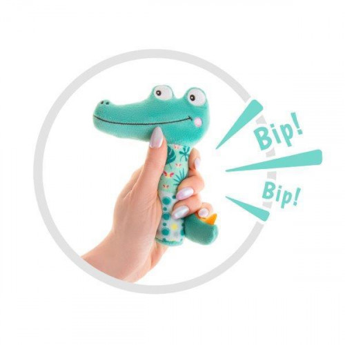 Plyšová hračka s hrkálkou Akuku - Krokodíl, zelená