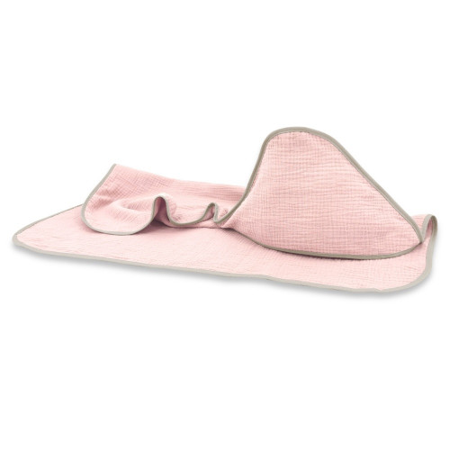 Mušelínová osuška s kapucňou NATURE, 80x80 cm, pudrově růžová