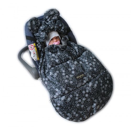 Baby Nellys nepremokavý fusak s uškami MIKI, fleece Velvet 90 x 50 cm - čierna s hviezdami