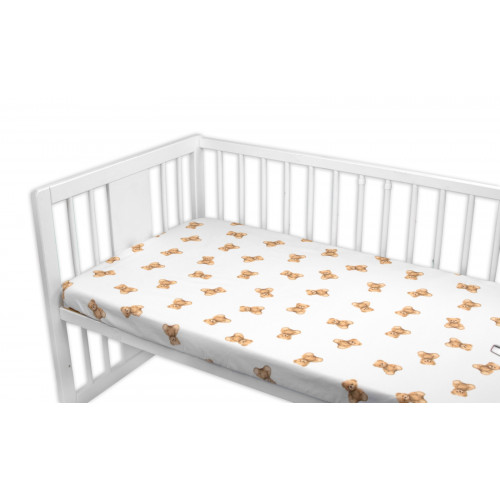 Prestieradlo do postieľky 120x60cm, Míša - biely s potlačou