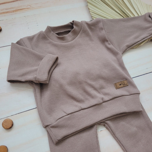 Rebrovaná rastúca 3D sada, bavlna, Lovely One, čokoládová, veľ. 68/74