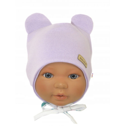 Čiapočka na zaväzovanie, bavlna, Little Teddy, Baby Nellys, liliová, veľ. 86/92