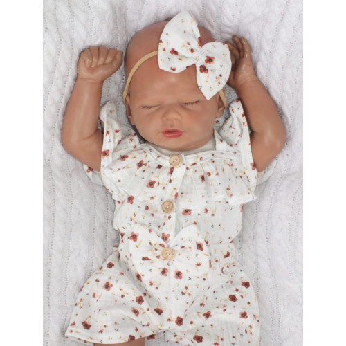 Body s nohavičkami kr. rukáv + čelenka, mušelín, 2D sada, Z&Z, biela