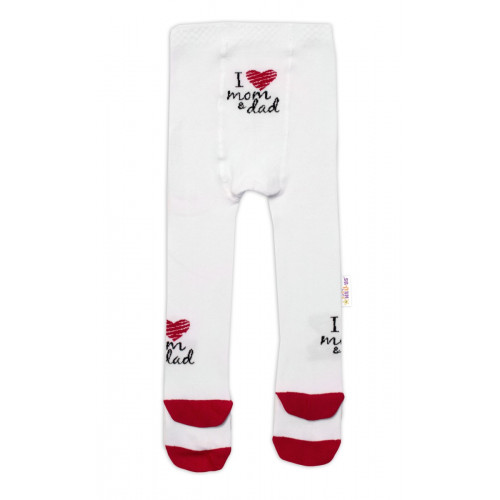 Bavlnené pančucháče I love mom & dad - červené, veľ. 80/86