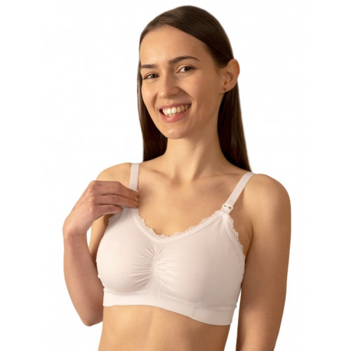 Dojčiacia podprsenka s čipkou BabyOno, biela, E70-75 cm