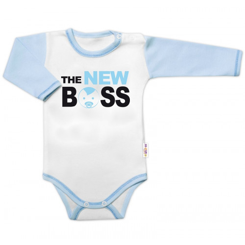 Body dlhý rukáv s vtipným textom Baby Nellys, The New Boss, veľ. 62, chalan
