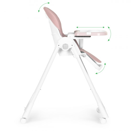 Detská jedálenská stolička s nastaviteľnou výškou, ekokoža, podnos, ružová