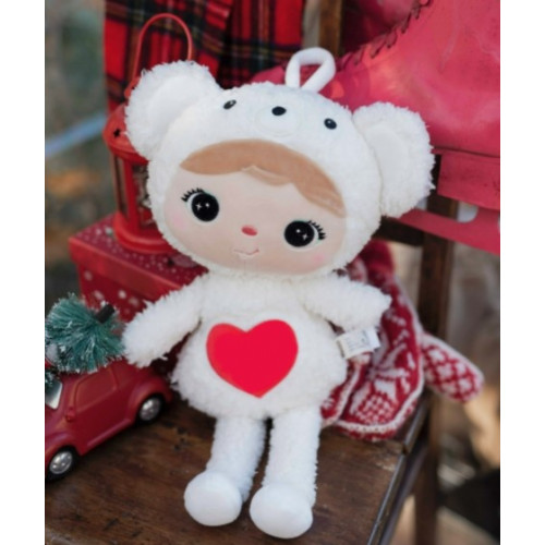 Metoo Handrová bábika Polárny medvedík Srdiečko, biela
