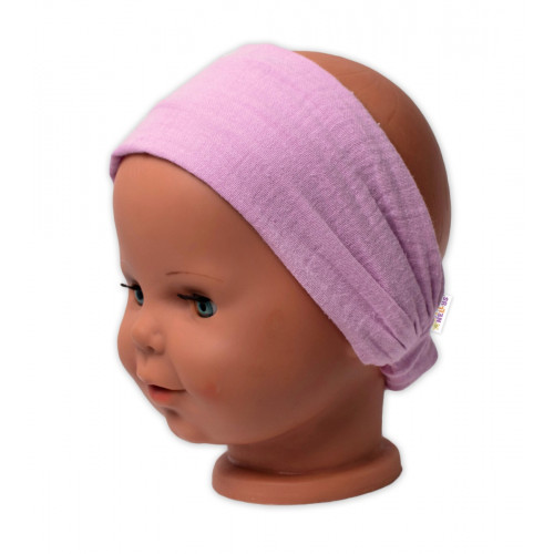Baby Nellys Ľahká mušelínová čelenka Bandana, ružová, vel. 104/110