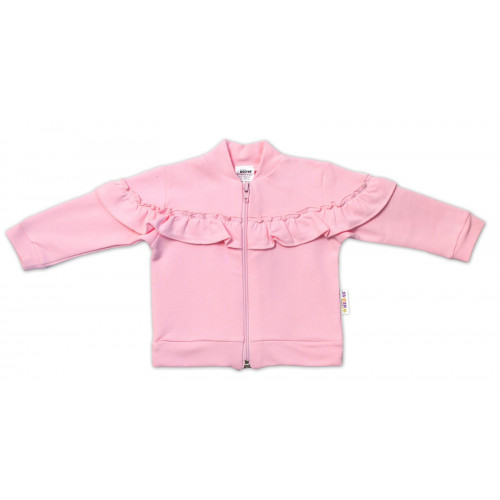 BABY NELLYS Detská tepláková súprava s volánikom SWEET LADY - ružová, šedá