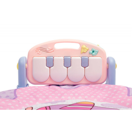 Vzdelávacia edukačná hracia podložka s hrazdičkou a so zvukmi, Happy, ružová