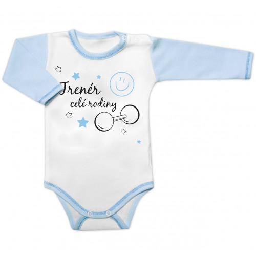 Body dlhý rukáv s vtipným textom Baby Nellys, Trenér celé rodiny, veľ. 62