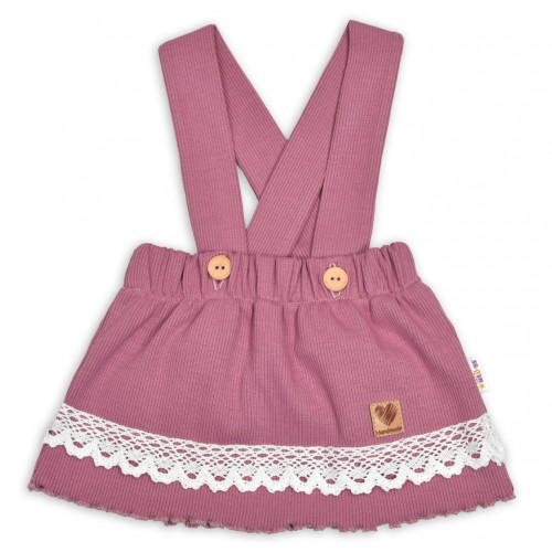 3D súprava LADY, bavlna, body kr. rukáv, suknička s láclom, čelenka, orgovánová/biela, 62