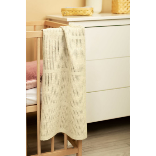 Jemná ažurková bavlnená dečka 110x70 - krémová