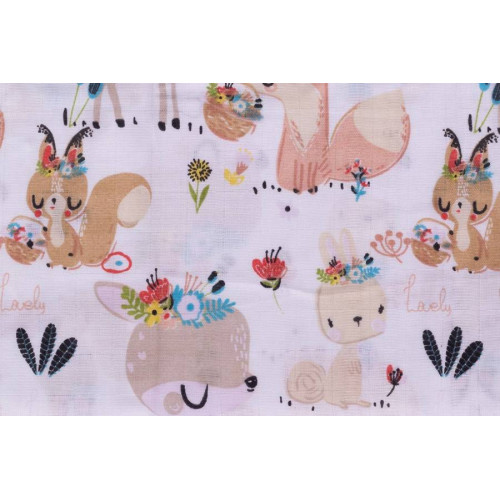 Baby Nellys Mušelínové plienky 3ks Lux - Boho, zvieratká, 70 x 80 cm, horčicová/biela