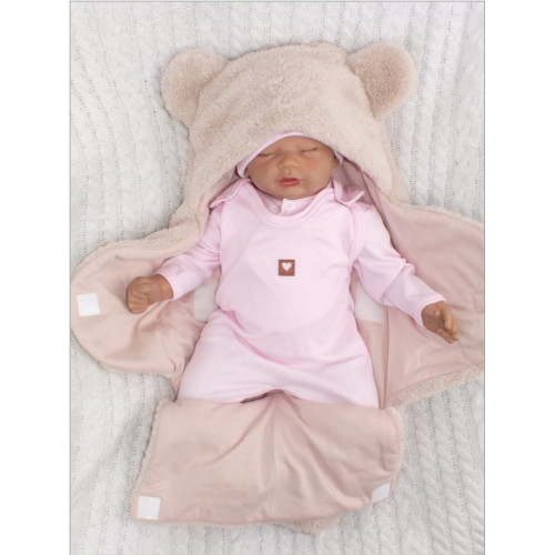 Chlpáčková zavinovačka s kapucňou a nožičkami, Z&Z Medvedík, púdrovo ružová