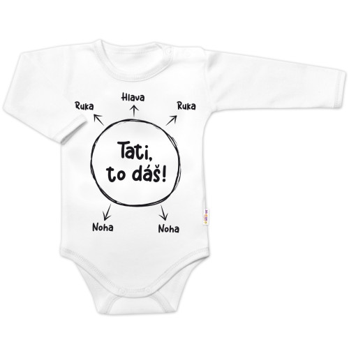 Body dlhý rukáv s vtipným textom Baby Nellys, Tati, to dáš! - biele, veľ. 62