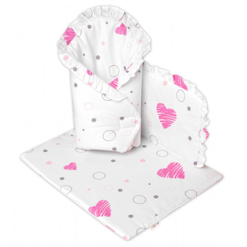 Luxusná sada pre bábiku, Baby Nellys, zavinovačka, perinka a vankúšik, I love Girl