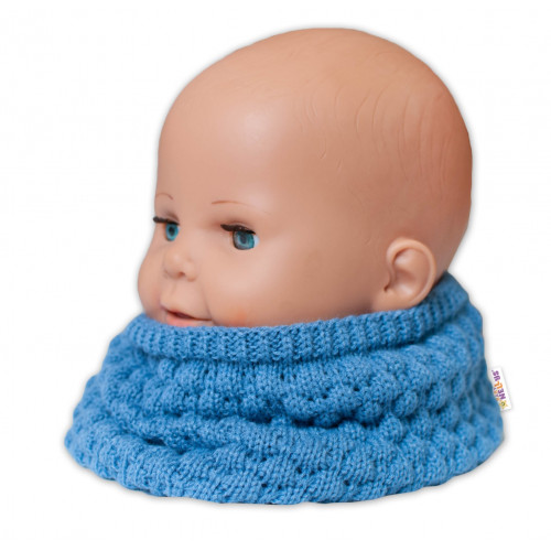BABY NELLYS Pletený nákrčník / komínok - modrá