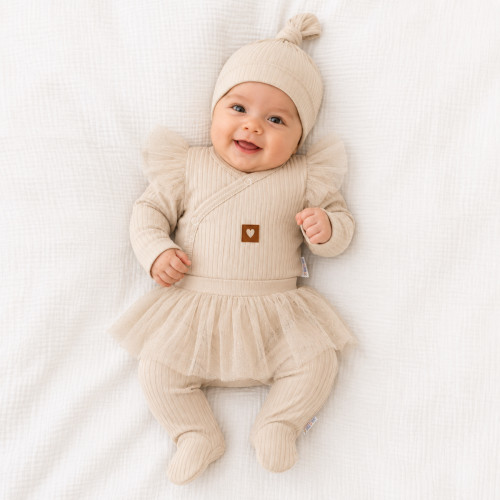 Rebrovaná rastúca súprava 3D Lux, Sweet Angel - béžová, 62/68