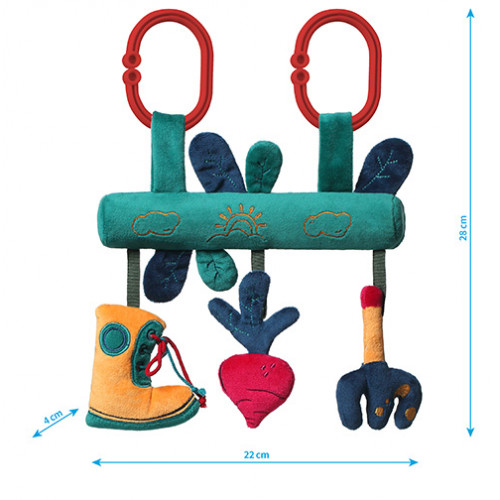 BabyOno Závesná edukačná hračka na kočík Garden Boy - zelená